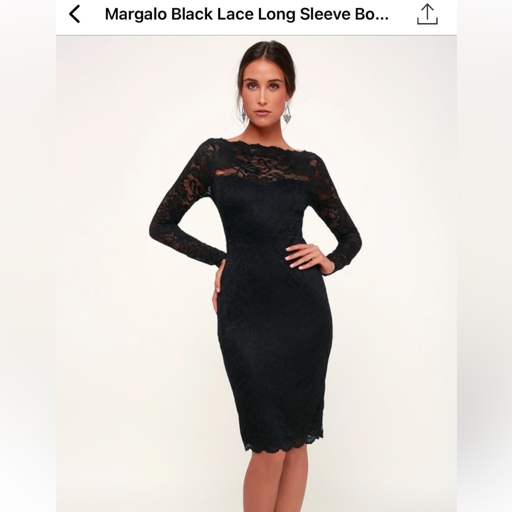 Margalo Black Lace Long Sleeve Bodycon Dress